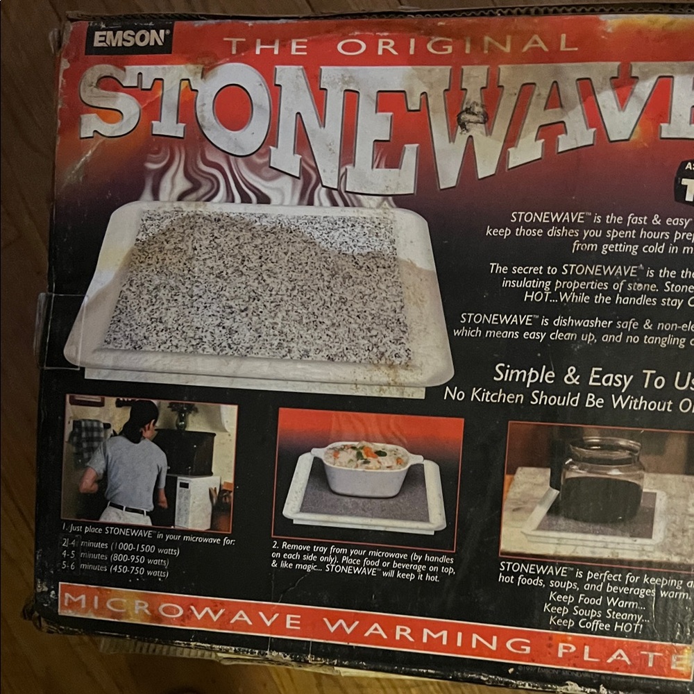 Stonewave Microwave Warming Plate - White and Gray